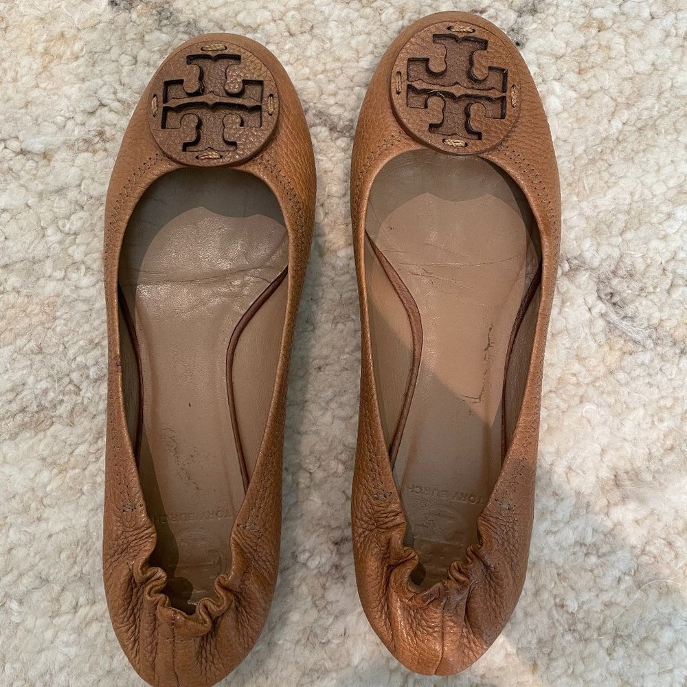 Tory Burch Brown Leather ballet flat in size 10